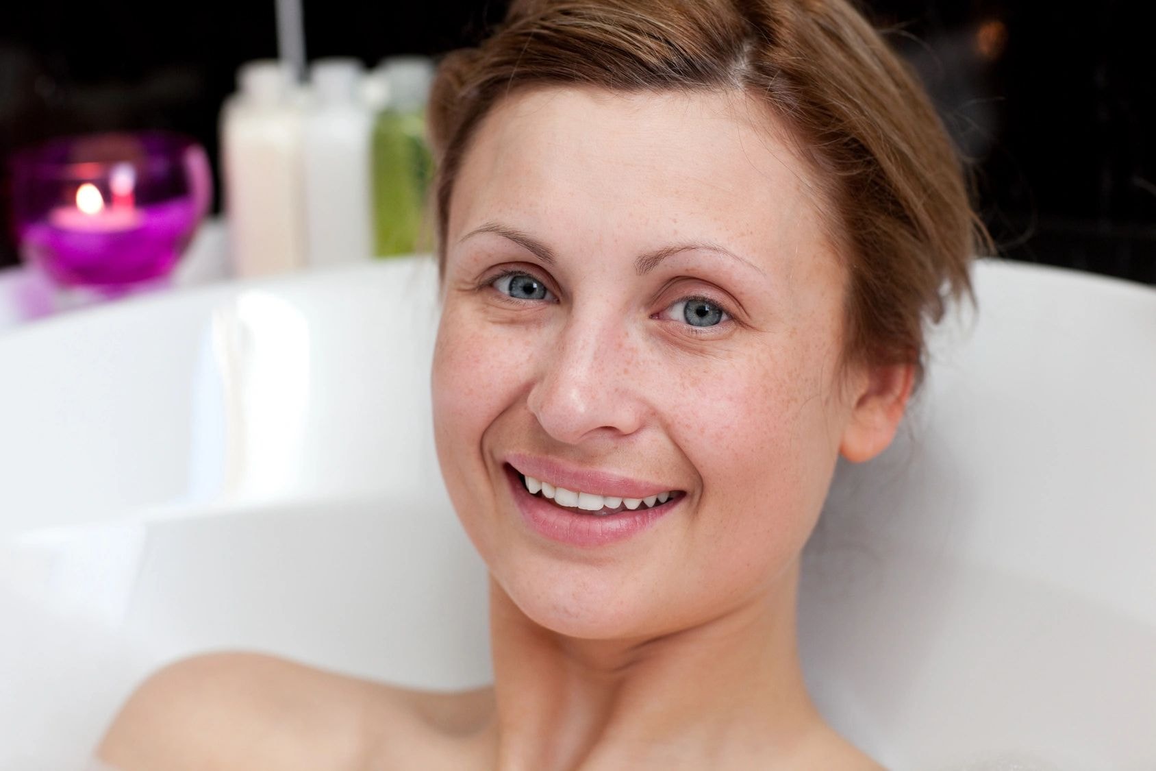 Woman in spa bathtub